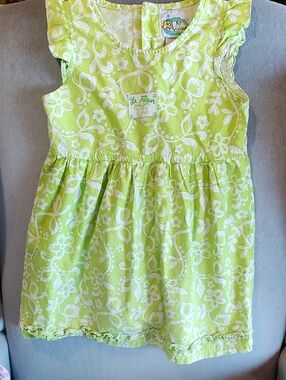 Vintage No Kidding Girls' Lime Green Floral Sundress, Size 4T